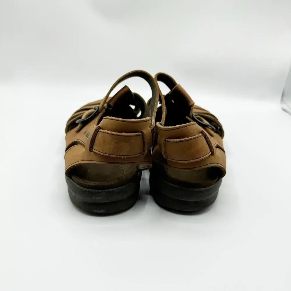 Mephisto Sam Mens 10 EU 44 Fisherman Sandals Nubuck Leather Brown Strap Back